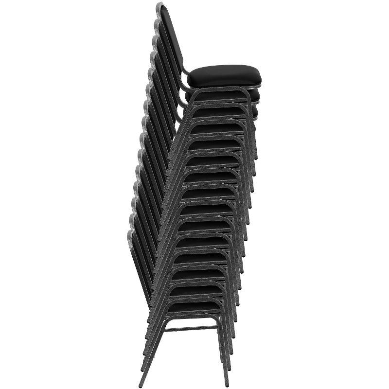 Flash Furniture HERCULES Series Stacking Banquet Chair in Black Vinyl - Silver Vein Frame