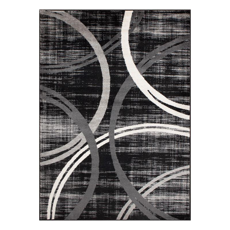 World Rug Gallery Contemporary Abstract Circles Design 2'x3' Black Area Rug