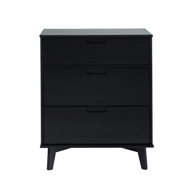 George Oliver Mid-Century Modern Solid Wood 3-Drawer Dresser – Black