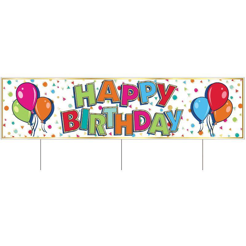 Beistle Plastic Jumbo Happy Birthday Yard Sign, 11.75" x 3' 11", (1/Pkg) Multicolored