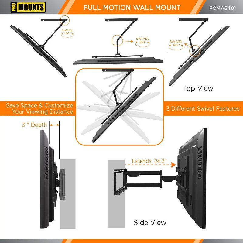 ProMounts Articulating/Full Motion Outdoor TV Wall Mount for 32"-75" Screens, Holds up to 132 lbs.