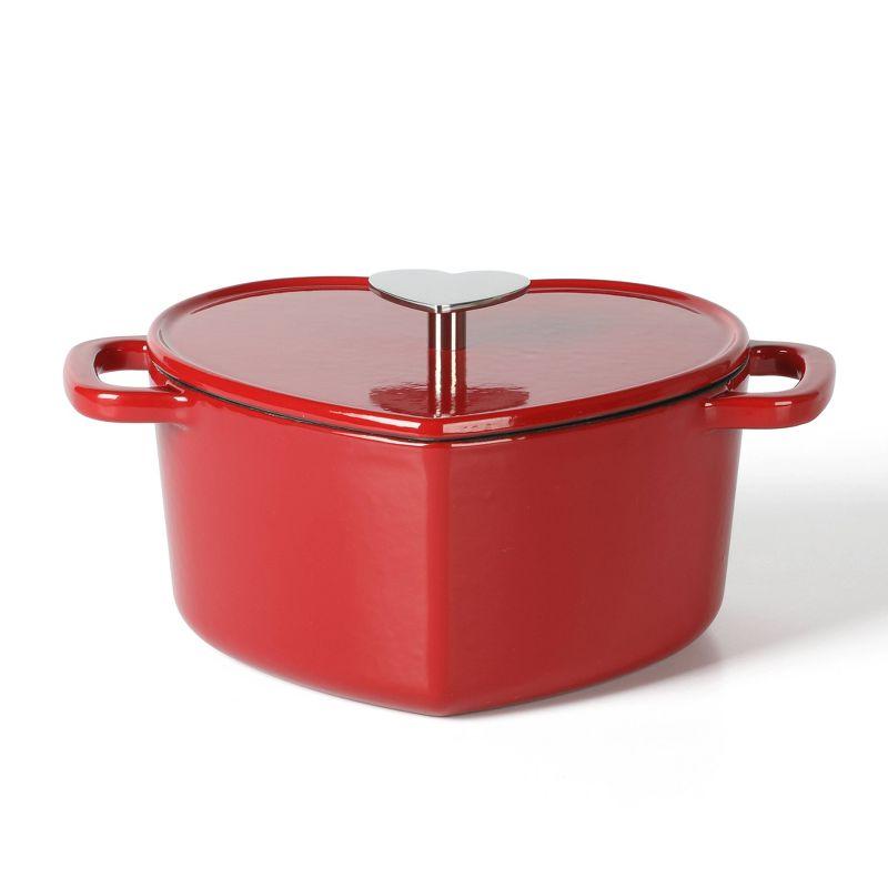 Martha Stewart Martha Stewart Heart Shape 2 QT Enamel Cast Iron Dutch Oven - Pink