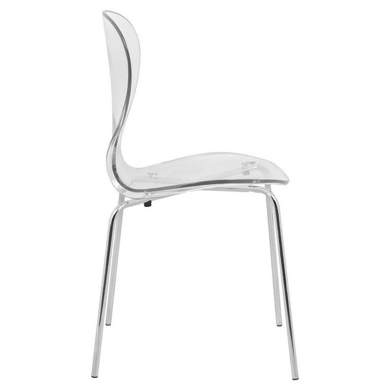 LeisureMod Oyster Modern Acrylic Dining Chair with Molded Seat and Chrome Legs, Stackable Design for Kitchen, Dining Room, Office, Lounge, or Cafe
