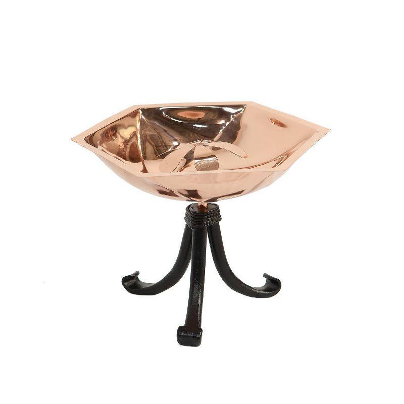 Hexagonal Copper Bee Fountain and Birdbath with Tripod Stand