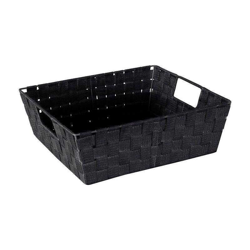 Simplify 18" Black Woven Polyester Storage Basket