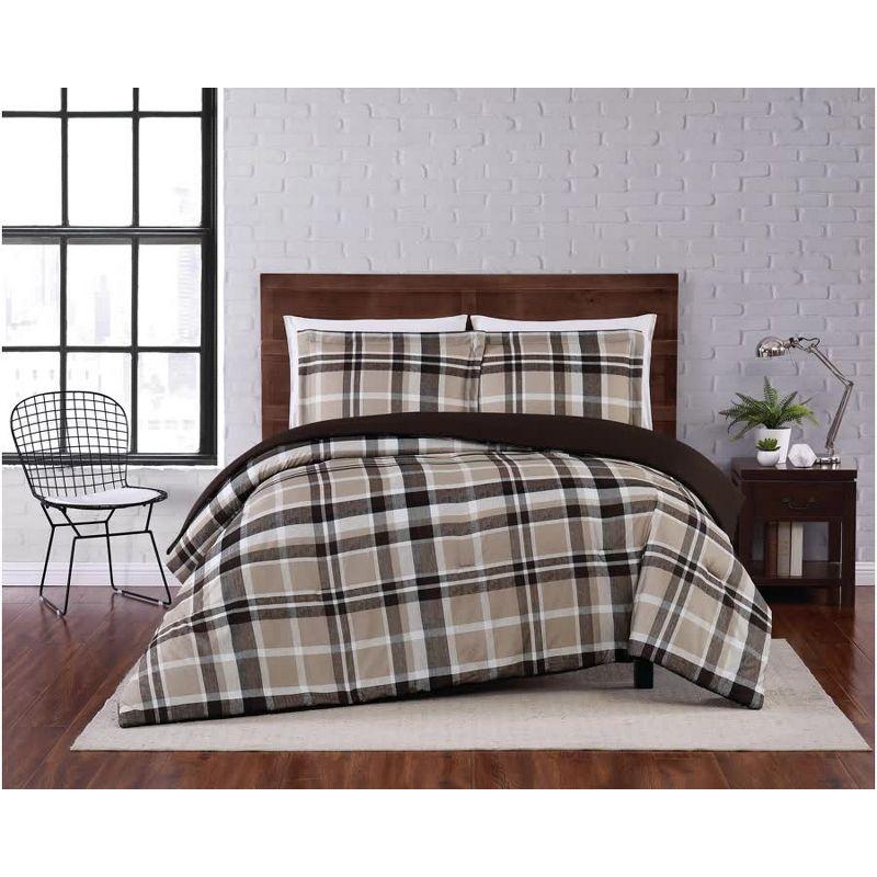 Paulette Plaid Comforter Set Taupe - Truly Soft