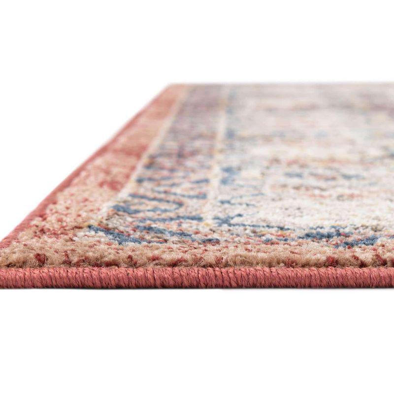 Terracotta Peach Abstract Rectangular Easy-Care Rug