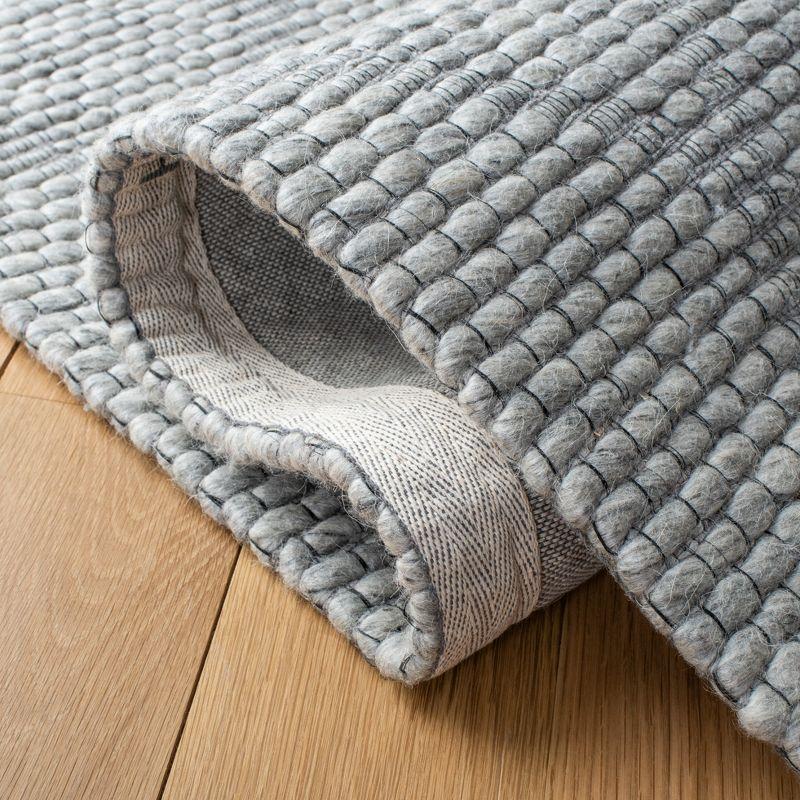 Gray Geometric Flat Woven Wool and Synthetic Square Rug