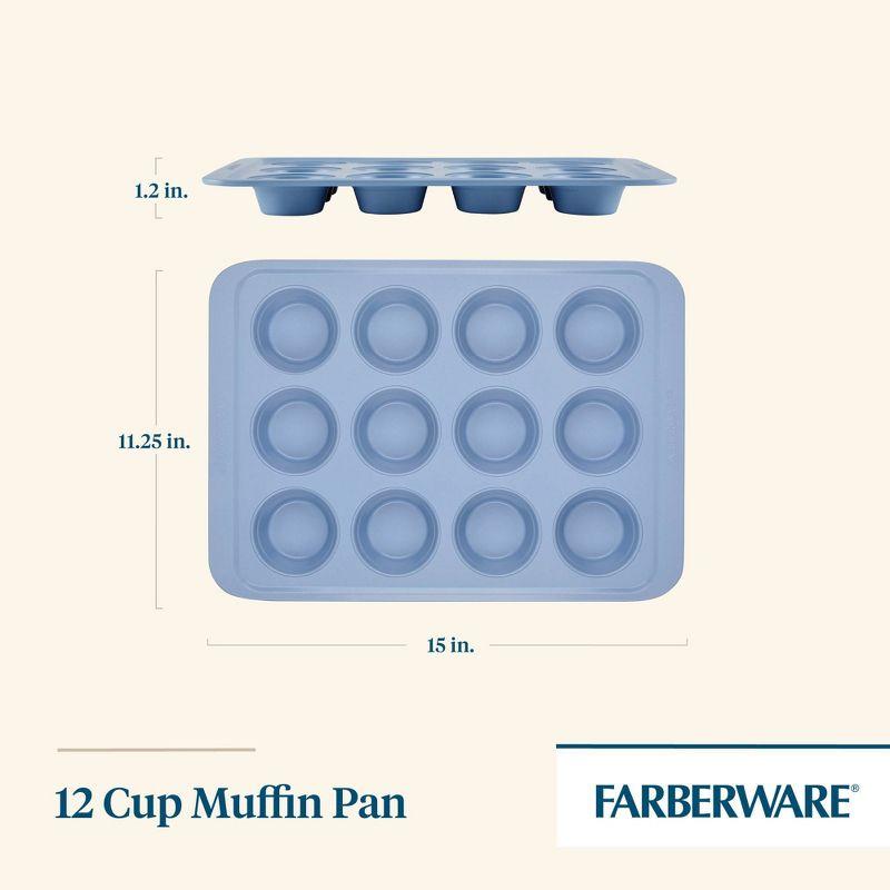 Farberware Easy Solutions Nonstick Bakeware 12-Cup Muffin Pan, Blue