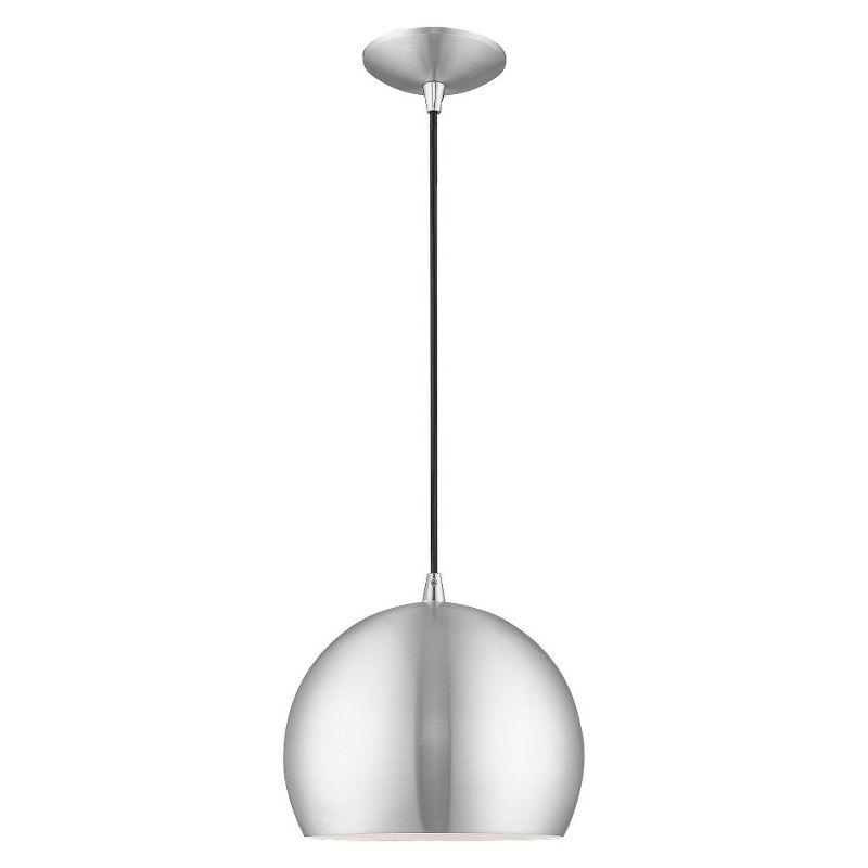 Livex Retro Brushed Aluminum Mini Pendant Light - White Interior