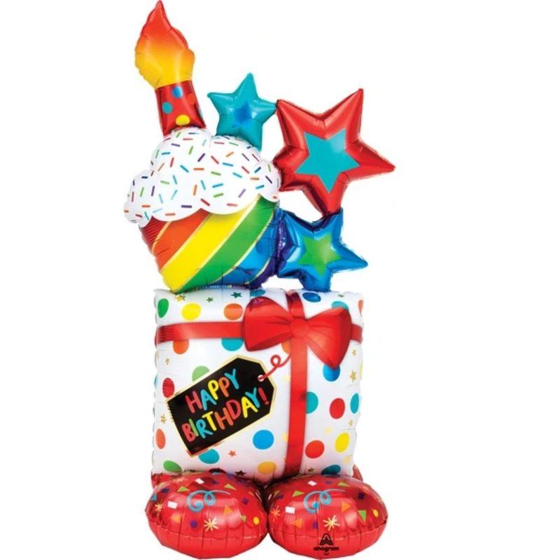 LoonBalloon Giant 55 Inch Birthday Stacked Gift Balloon - Air-Inflatable
