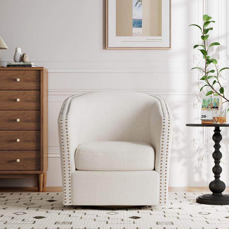 GDFStudio Leily Contemporary Fabric Swivel Club Chair, Wheat