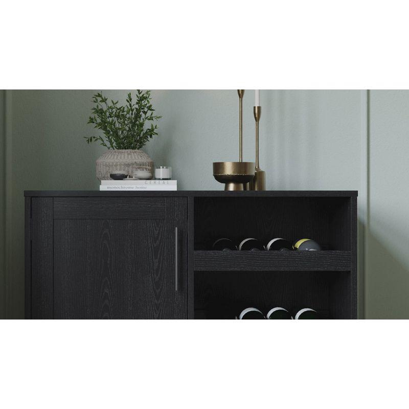 Gray Wood and Metal Bar Sideboard with Adjustable Shelf