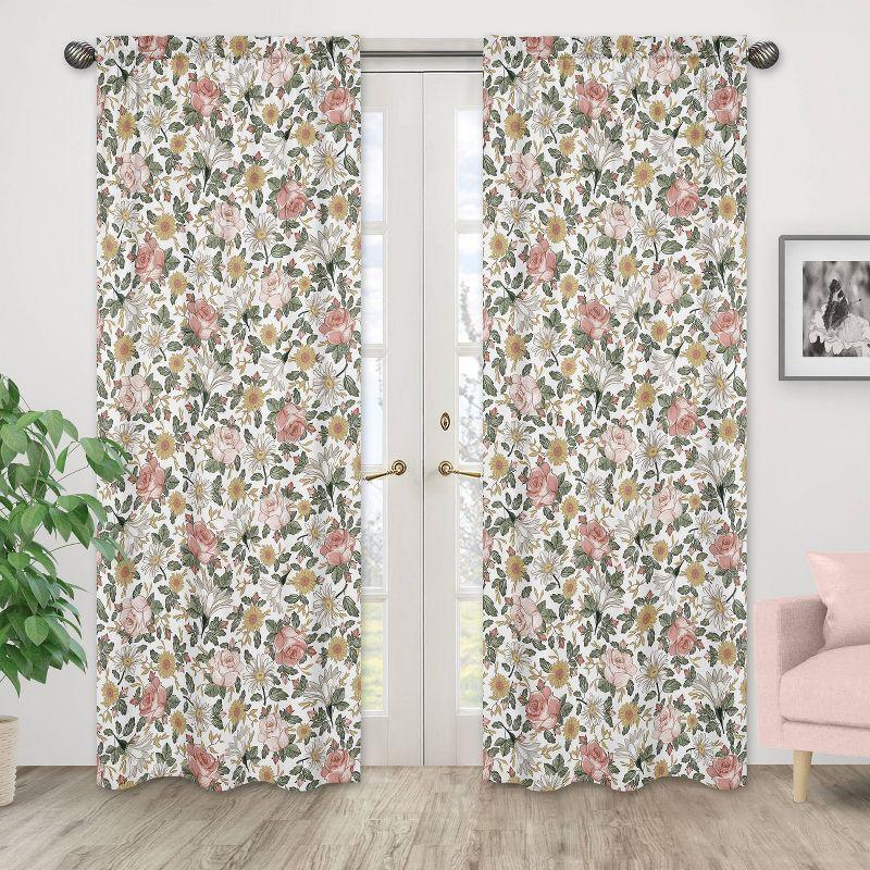 Sweet Jojo Designs Vintage Floral Semi-Sheer Rod Pocket Curtain Panels (Set of 2)