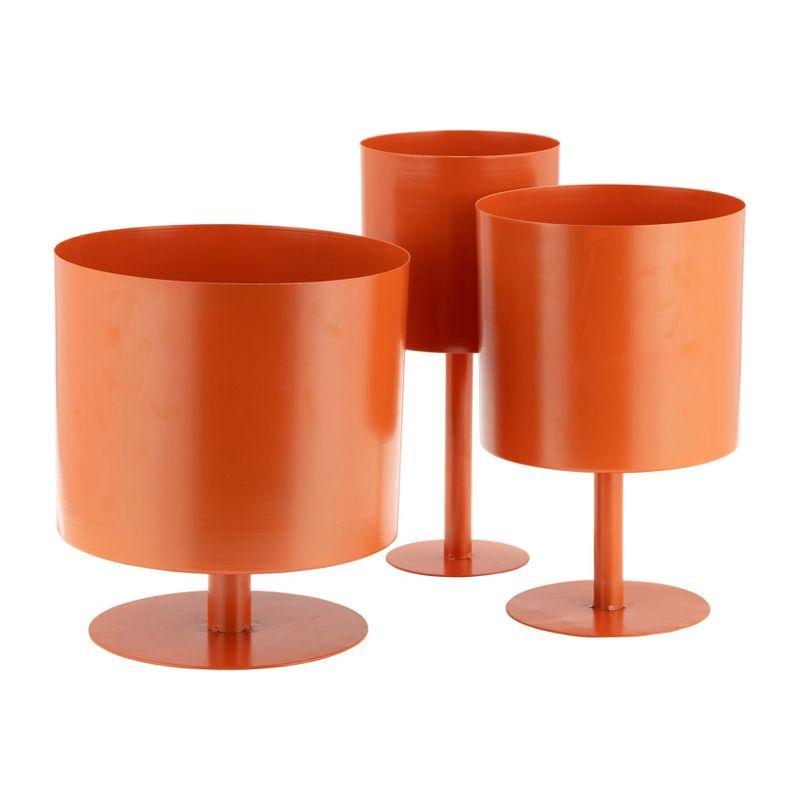 Sagebrook Home Flat Base Metal Indoor Outdoor Planter Pot with Stand Burnt Orange 6"x6"x13"