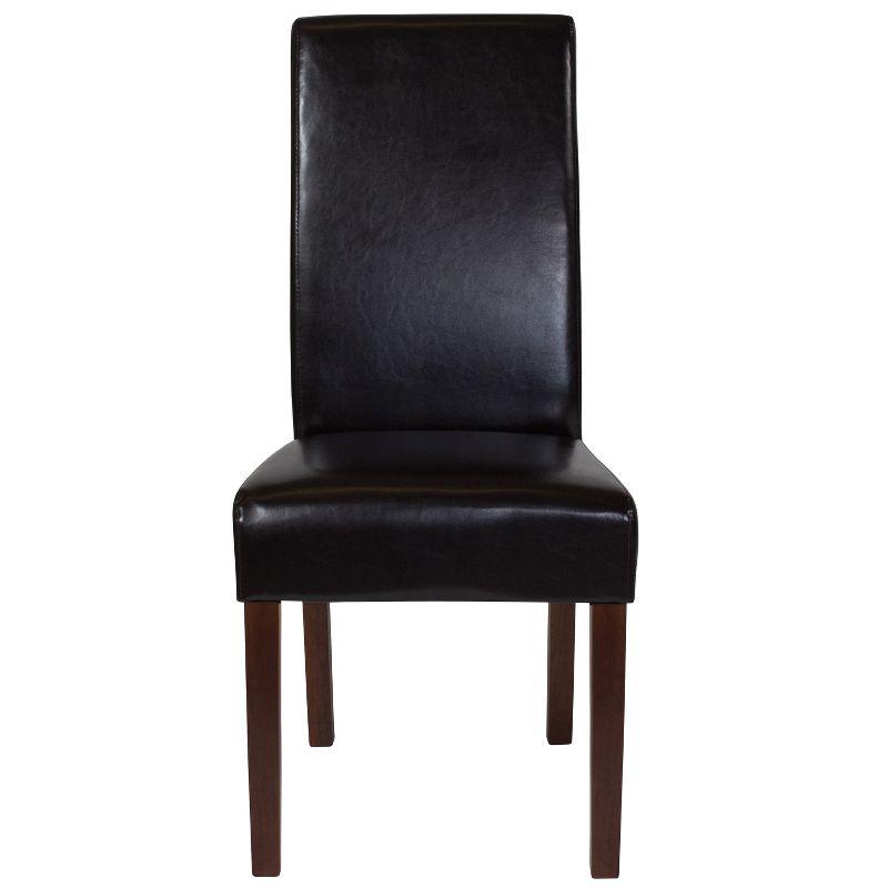 Flash Furniture Greenwich Series Brown LeatherSoft Upholstered Panel Back Mid-Century Parsons Dining Chair