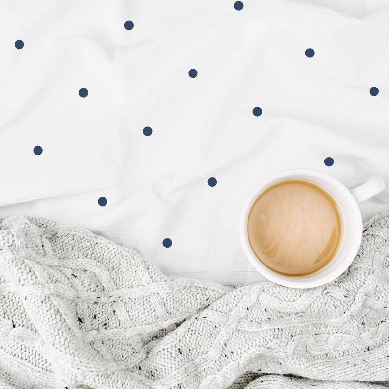 400 Thread Count 100% Cotton Printed Navy Dot Blue 4 Piece Sheet Set - King - California Design Den