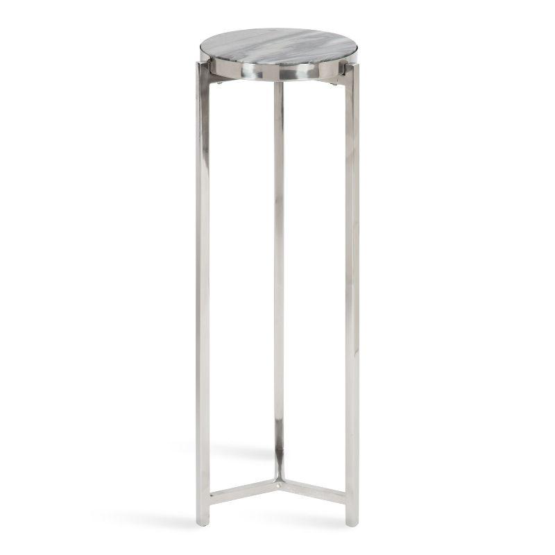 Aguilar Glam Round Drink Table with Gray Marble Top