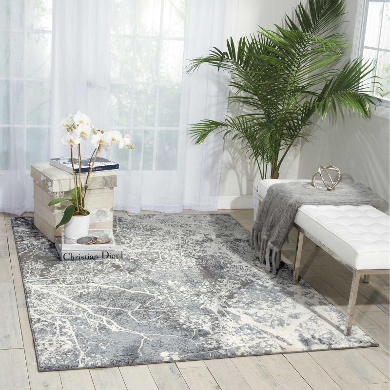 Gray Abstract Synthetic Rectangular Area Rug 7'10" x 10'6"