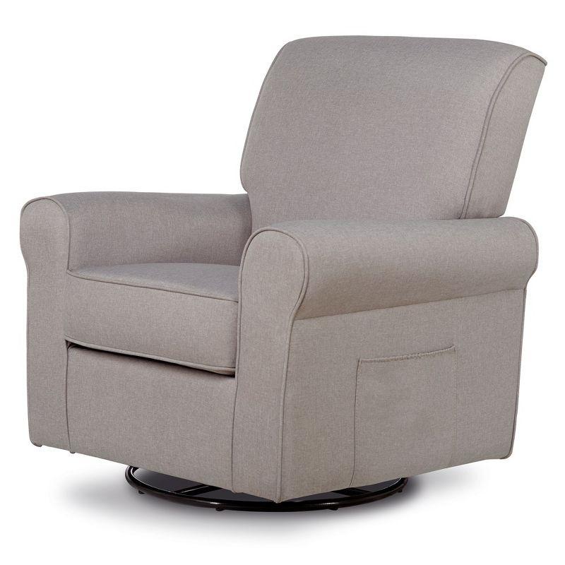 Fossil Gray Polyester Swivel Glider Accent Chair