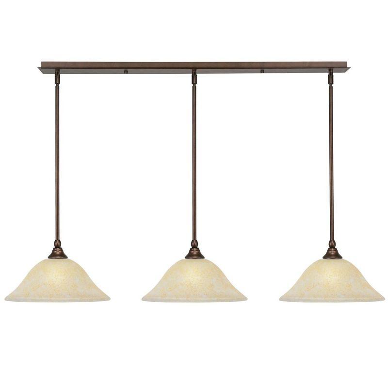 Toltec Lighting Any 3 - Light Chandelier in  Bronze with 12" Amber Marble Shade