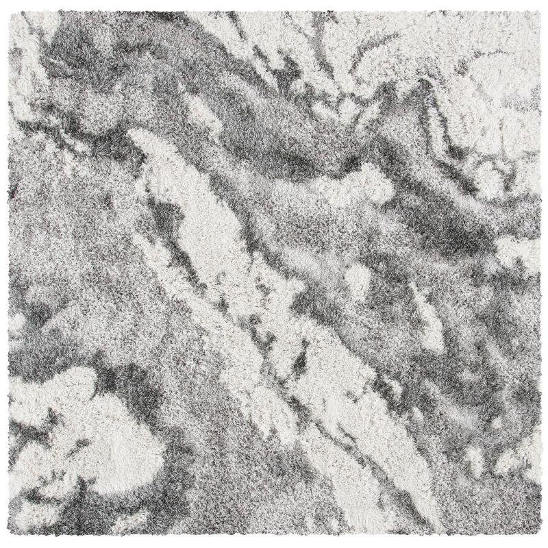 Horizon Shag 800 HZN890 Machine Made Area Rug - 5'x5' - Grey/Ivory - Safavieh