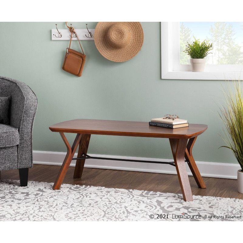 42" Folia Bench Wood/Walnut - LumiSource: Sleek Design, Tapered Legs, Entryway & Bedroom Furniture