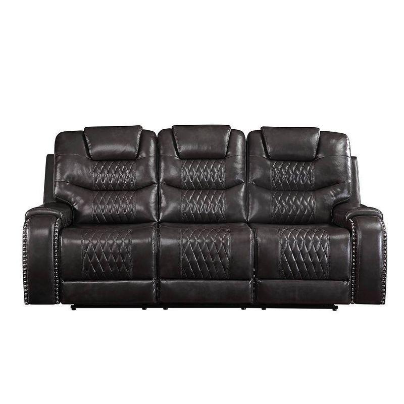 90" Braylon Sofa Magnetite PU - Acme Furniture: Reclining, Plush Cushioning, Includes 1 Pillow