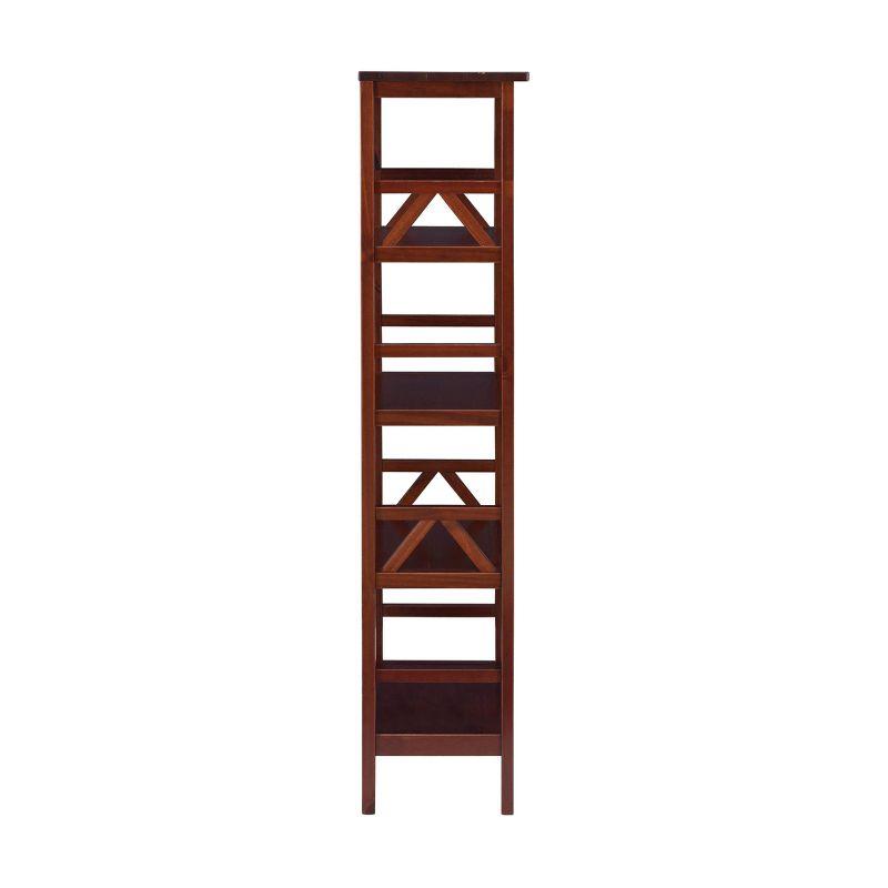 54.45" Titian Transitional Solid Wood Display and Storage Bookshelf Brown - Linon: Mid-Century Modern, 4 Fixed Shelves
