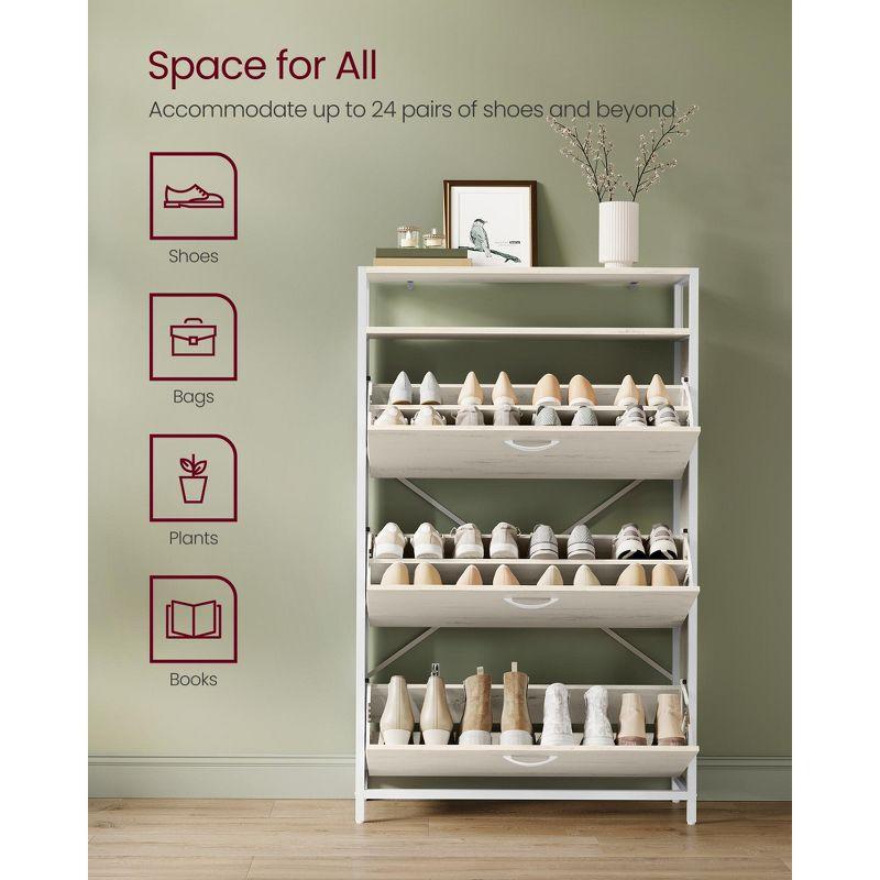 VASAGLE Shoe Cabinet with 3 Flip Drawers, Shoe Storage Cabinet for Entryway