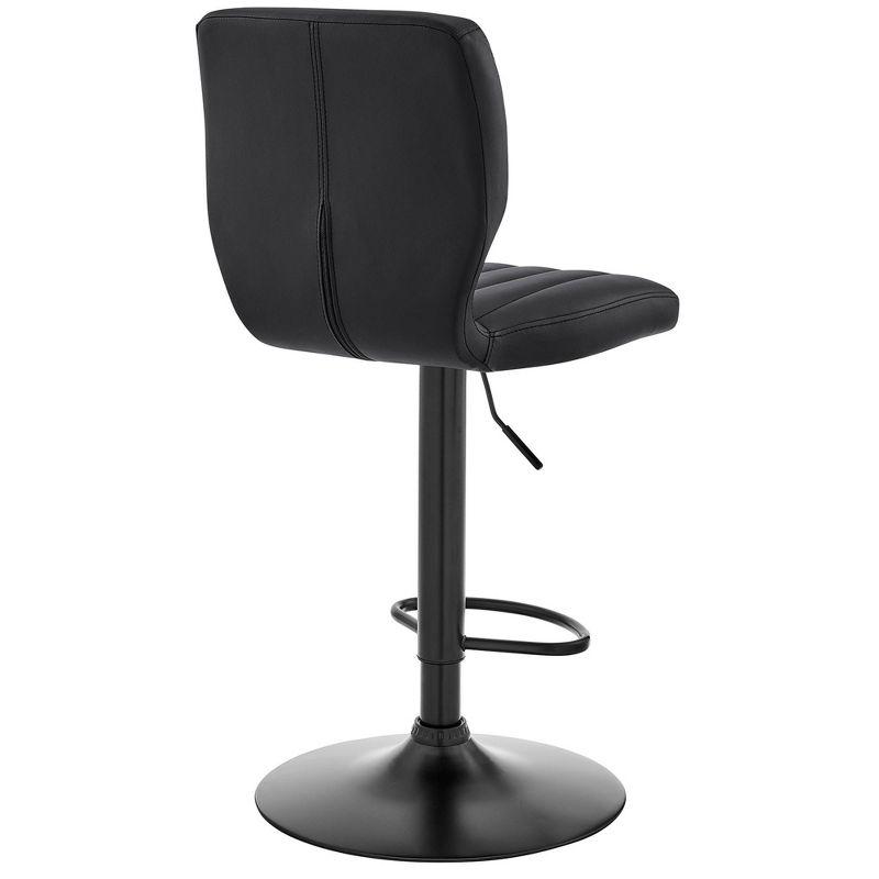 Bardot Adjustable Barstool with Faux Leather and Metal Finish Black - Armen Living: Swivel, Hydraulic Lift, 360-Degree Function