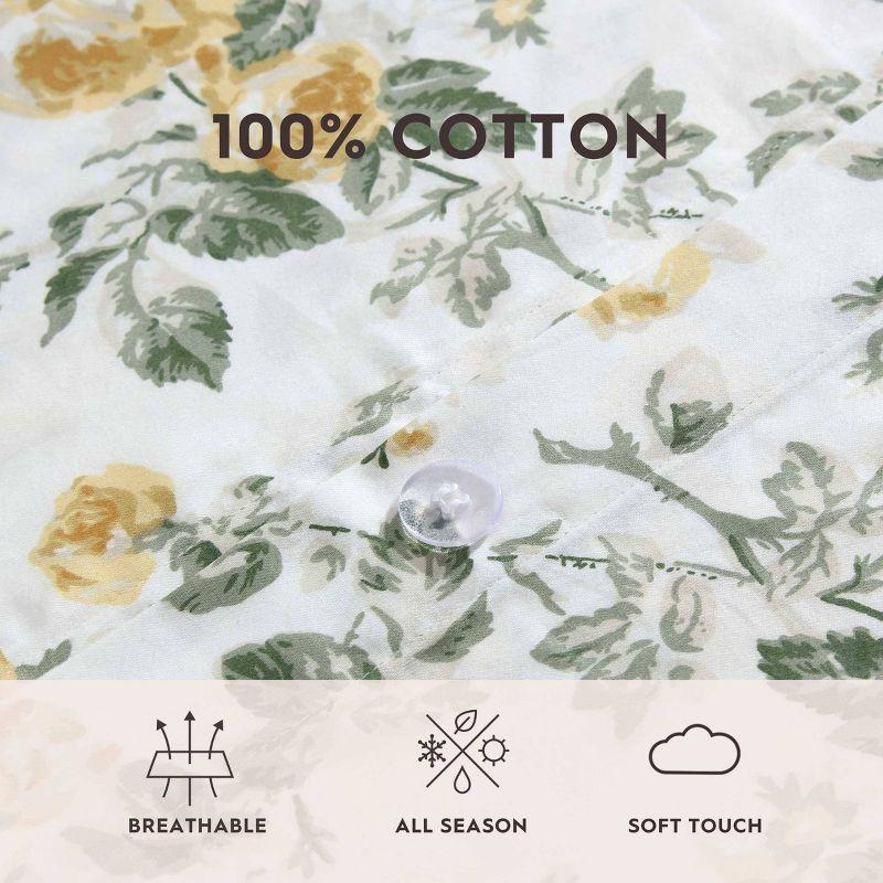 Laura Ashley Roses Cotton Reversible Gold Duvet Cover Set