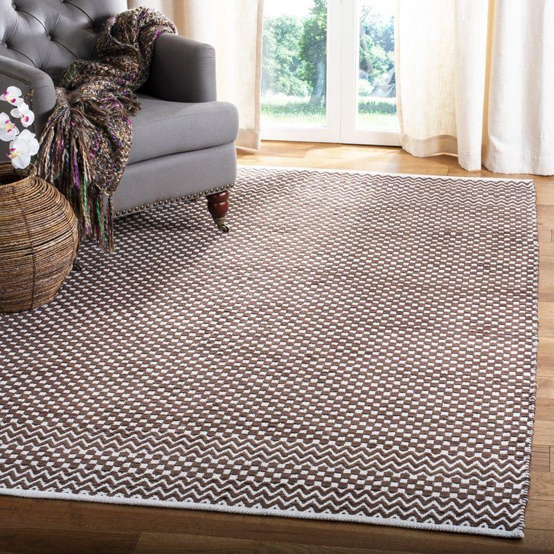 Brown 3' x 5' Handmade Cotton Geometric Rug