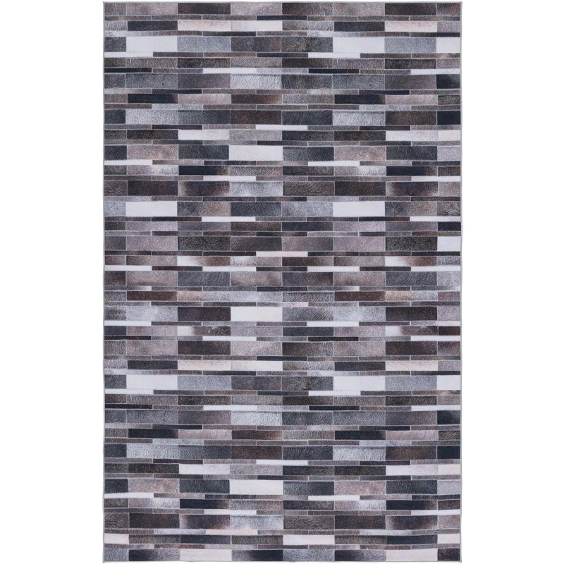 Faux Hide FAH542 Power Loomed Machine Washable Area Rug - Ivory/Grey - 5'x8' - Safavieh.