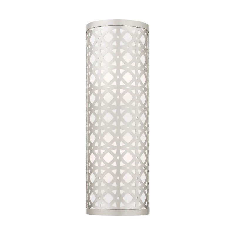 Brushed Nickel 2-Light Wall Sconce with Fretwork Pattern