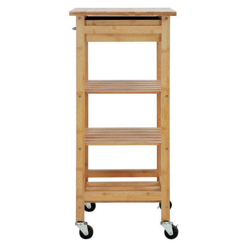 Compact Bamboo Kitchen Cart with Wine Rack and Storage