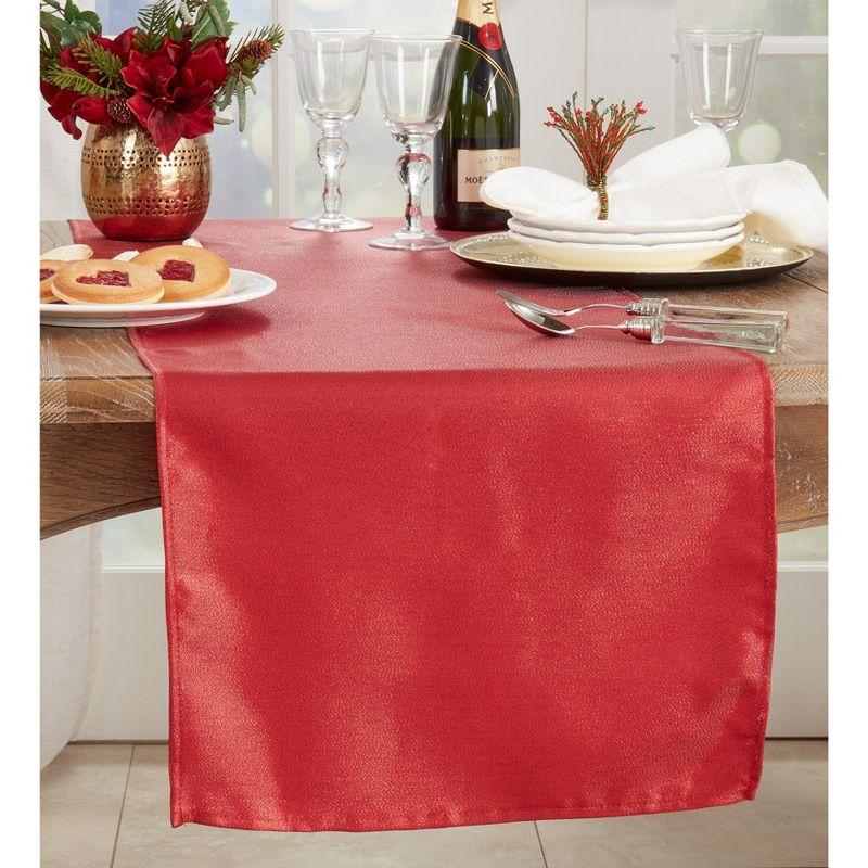 Red Shimmering Polyester Table Runner, 18 x 54 Inches