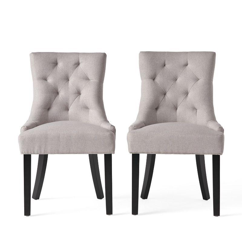 Christopher Knight Home Maggie Contemporary Tufted Armless Dining Chairs (Set of 2), Light Gray/Fabric