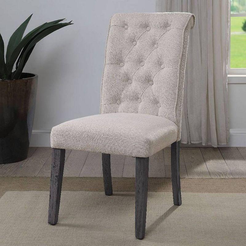 High Parsons 42" Gray Linen Upholstered Side Chair with Wood Legs