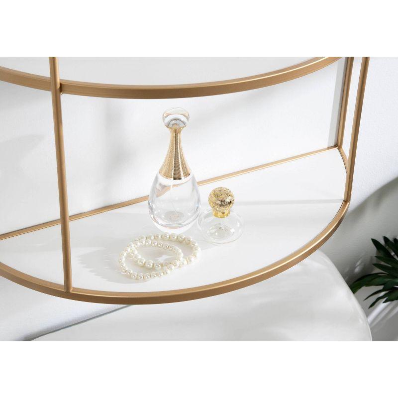 21" x 32" Freade Tiered Decorative Wall Shelf White/Gold - Kate & Laurel All Things Decor: Modern Metal Floating Shelf with Open Storage