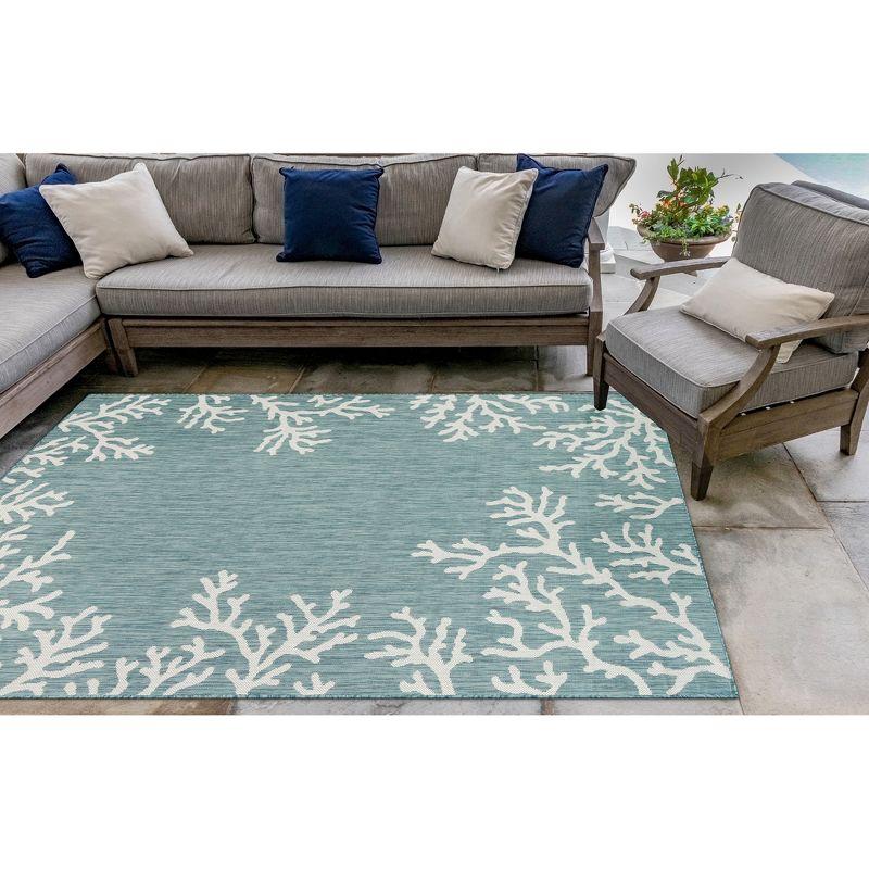 Liora Manne Carmel Coral Border Indoor/Outdoor Rug Aqua 3'3" x 4'11"