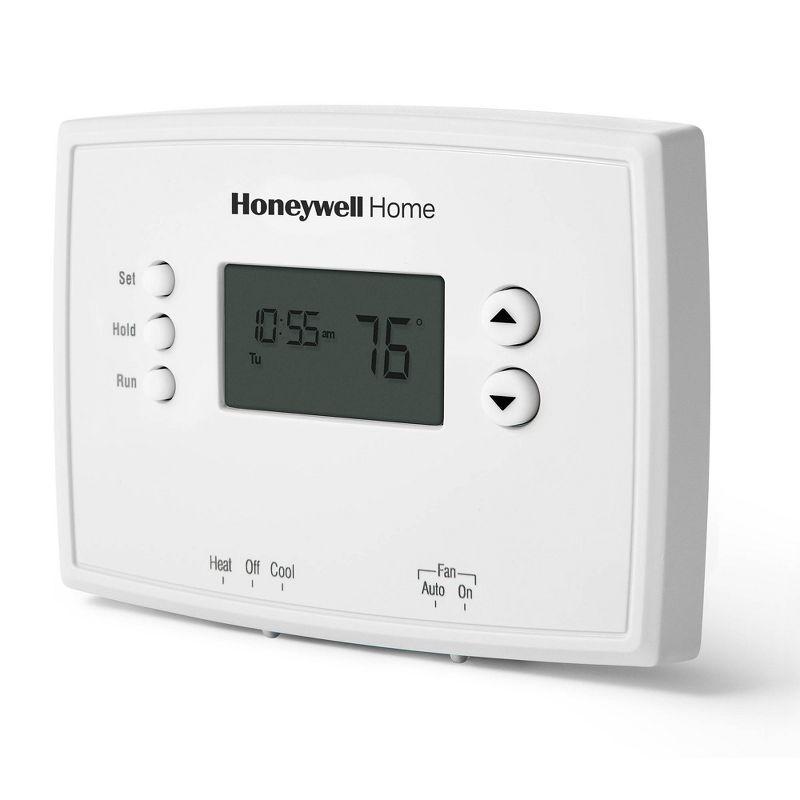 Honeywell Home 1-Week Programmable Thermostat: Digital, Audible Alert, White, Battery Operated