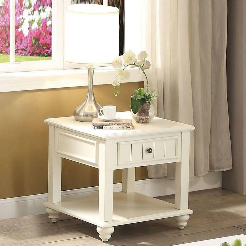 Natesa White Washed 24-Inch Poplar Wood End Table with Storage