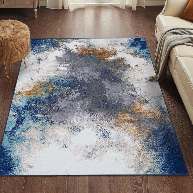 Luxe Weavers Beverly Collection Modern Abstract Blue 2x3 Area Rug