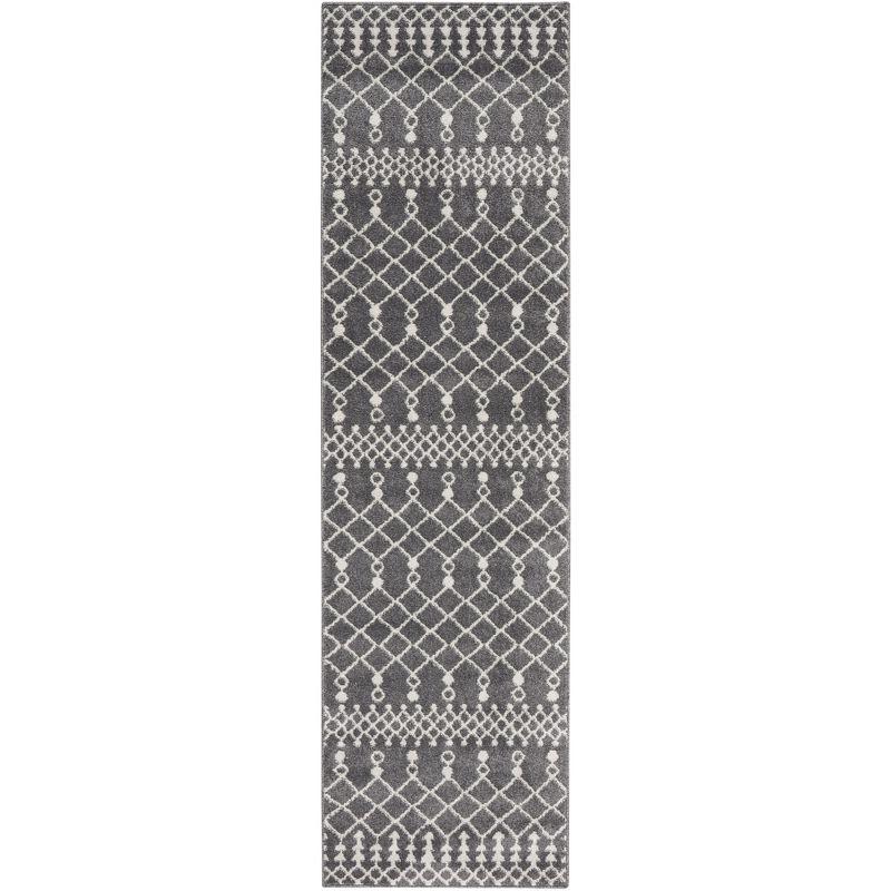 Nourison Royal Moroccan 2'2" x 7'6 Charcoal/Ivory Bohemian Indoor Rug