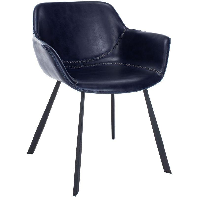 Arlo Mid-Century Dining Chair (Set of 2) - Midnight Blue/Black - Safavieh