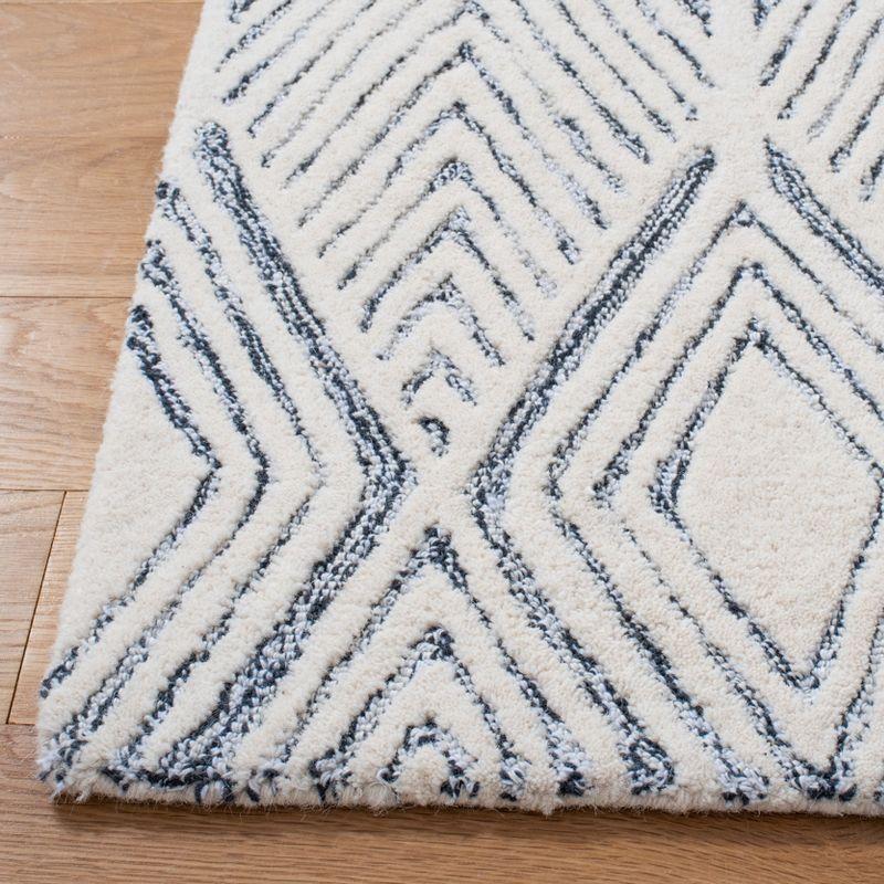 Ivory and Charcoal Abstract Handmade Wool Runner Rug