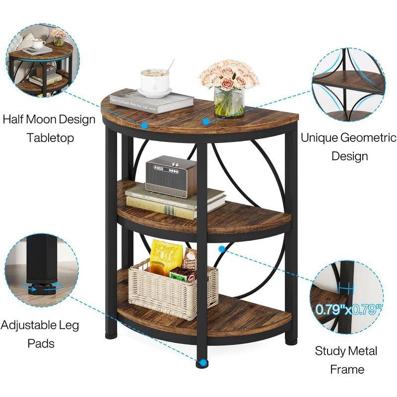 Tribesigns 1pc 3-Tier Semi Round End Table, Half Moon Accent Table