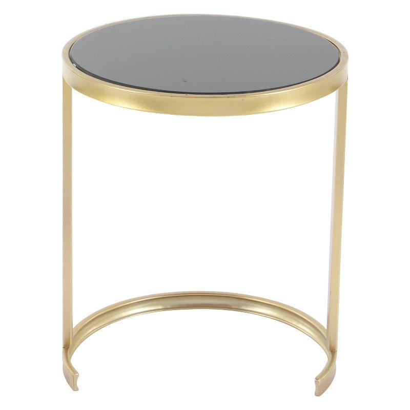 Elegant Gold Metal and Mirrored Glass Round Nesting Tables, Set of 3