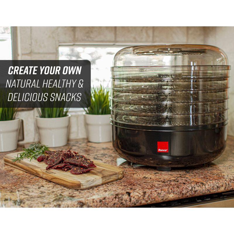 Ronco Beef Jerky Machine with 5 Stackable Trays, Easy-to-Use Dehydrator and Food Preserver Black
